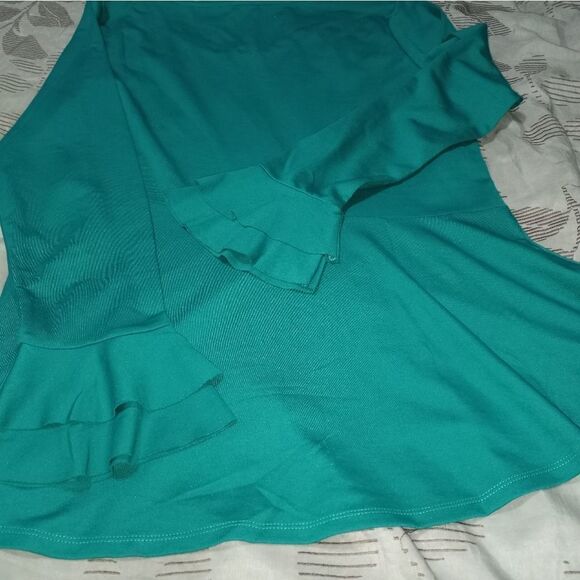 Isaac Mizrahi Live! Size M Tulip LongSleeve Tulip Hem Top Color Jade Women's Top - Picture 8 of 8